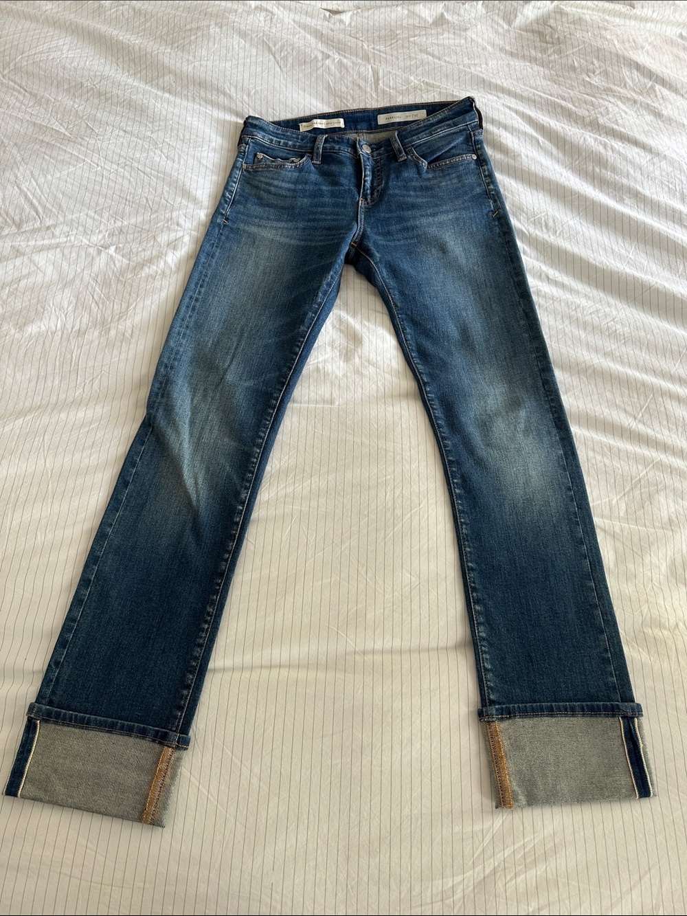 Pilcro and the Letterpress Straight-Leg Mid Blue Jeans